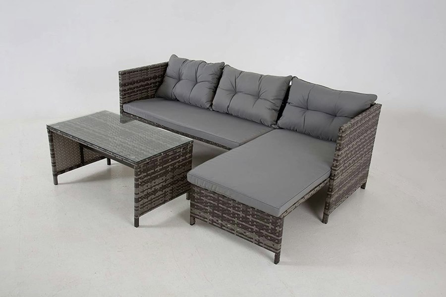 Outdoor Living The Riverside Grey Corner Rattan Set