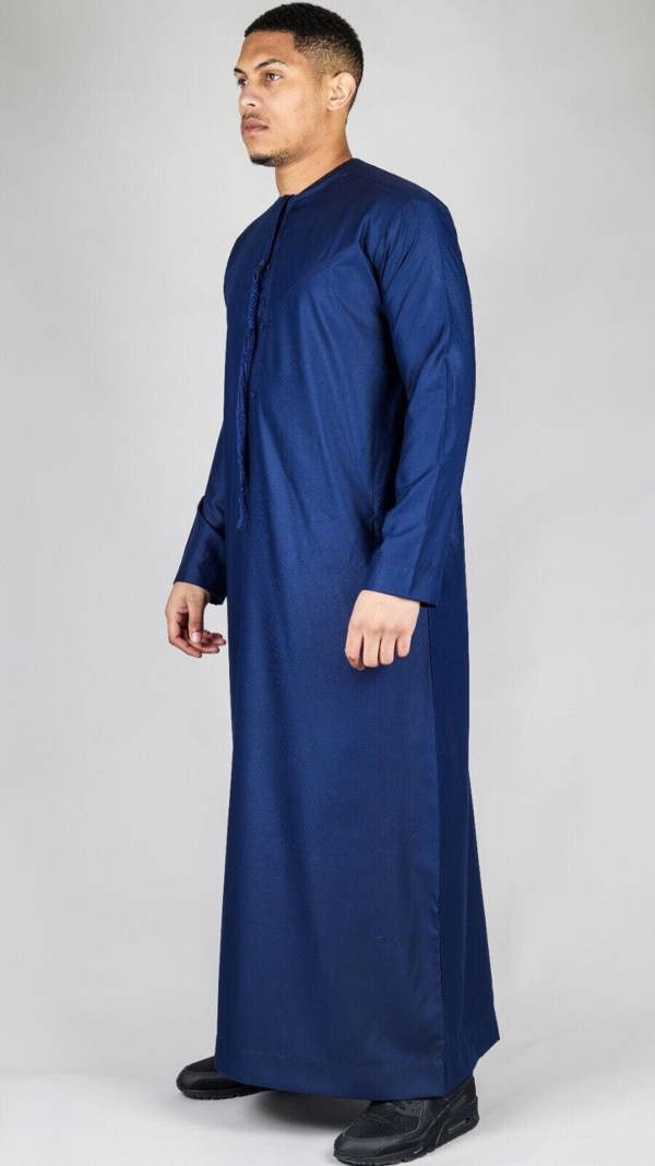 Infinity Leather Men's Thobe Emirati Islamic Jubba Robe Eid Tassel Slim Fit