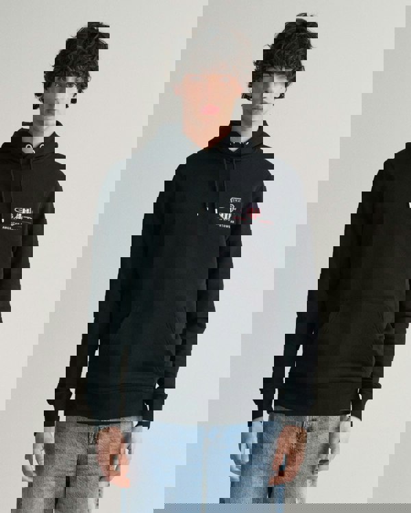 GANT Mens Regular Fit Medium Archive Shield Pullover Hoodie - 5 Black