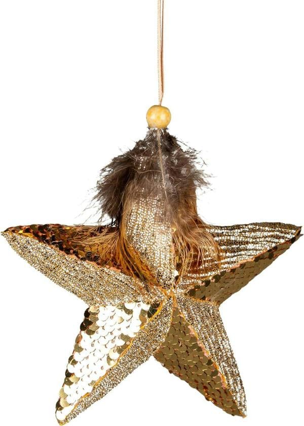 15cm Gold Glitter Star Christmas Hanging Decorations Set of 3 image 1