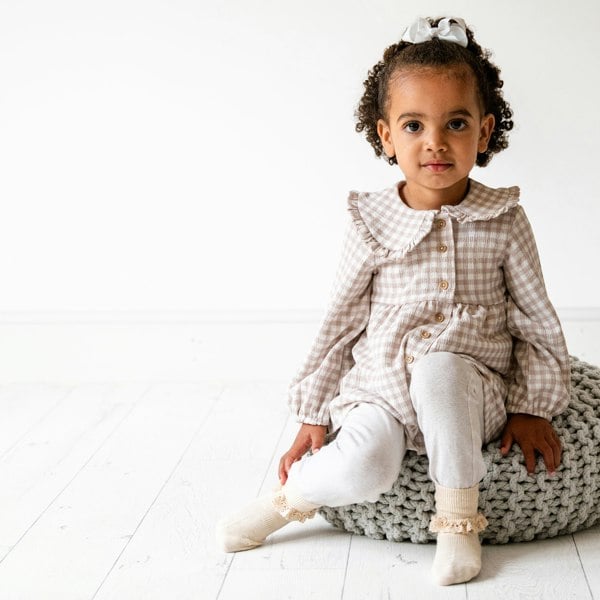 Little Sock Co. Frilly Non-Slip Stay-On Baby and Toddler Socks - Oat