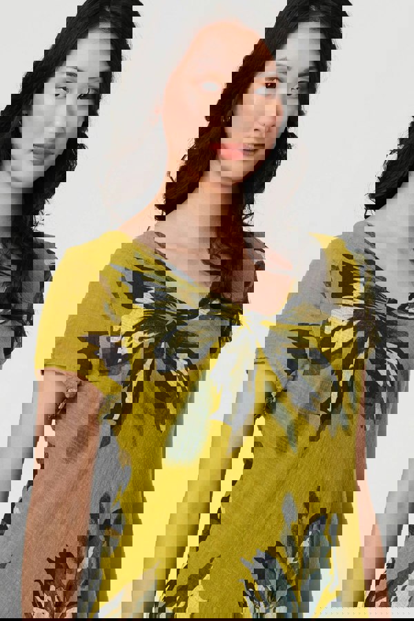 Green | Floral Short Sleeve Knee Length Dress
