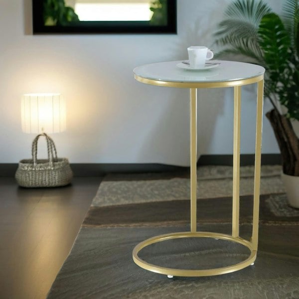 Rafaelo Mobilia Round C Shaped Side Table Gold