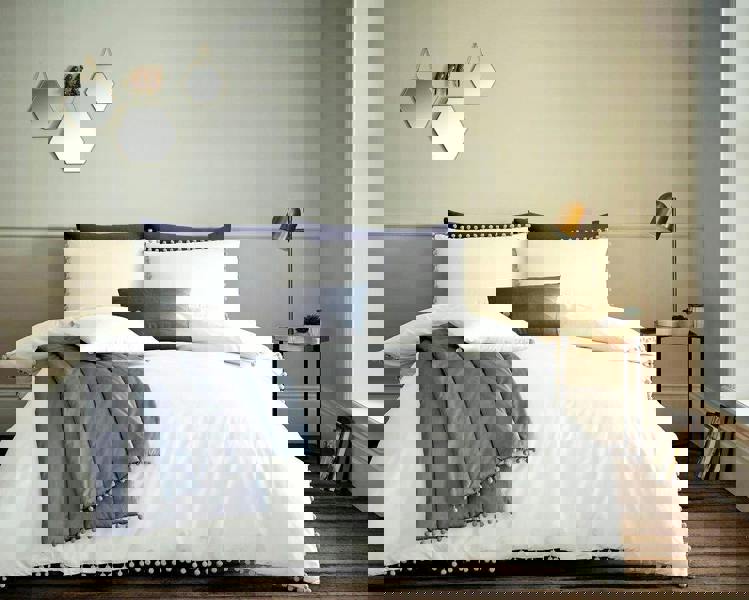Smart Living Pom Pom Duvet Cover and Pillowcase Set - White