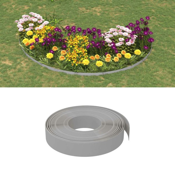 Berkfield Garden Edgings 2 pcs Grey 10 m 10 cm Polyethylene