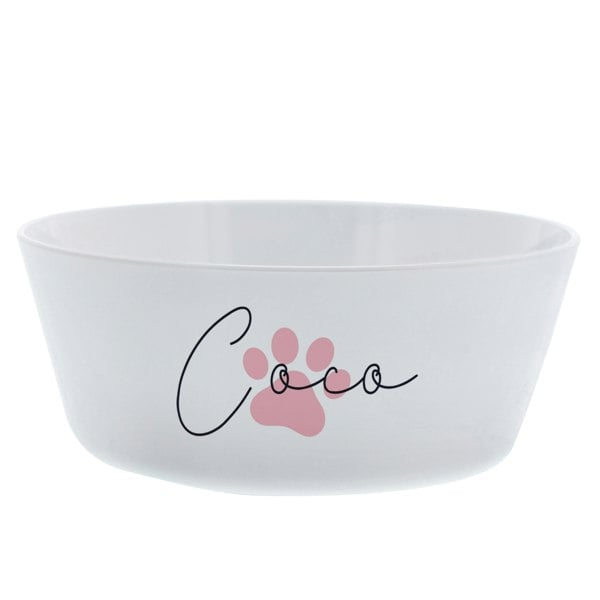 Personalised Memento Company Personalised Pink Paw Print Plastic Cat Bowl