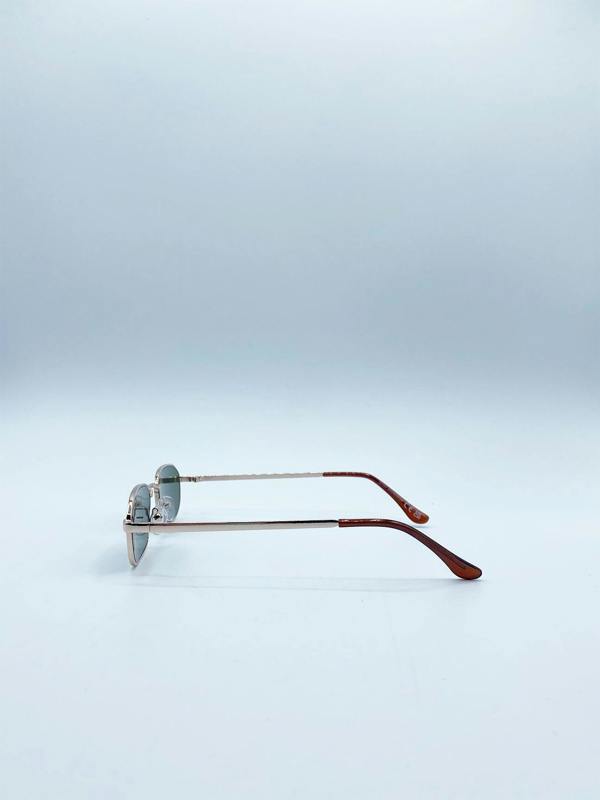Slim Metal Hexagon Frame in Gold with Khaki Lenses - svnx