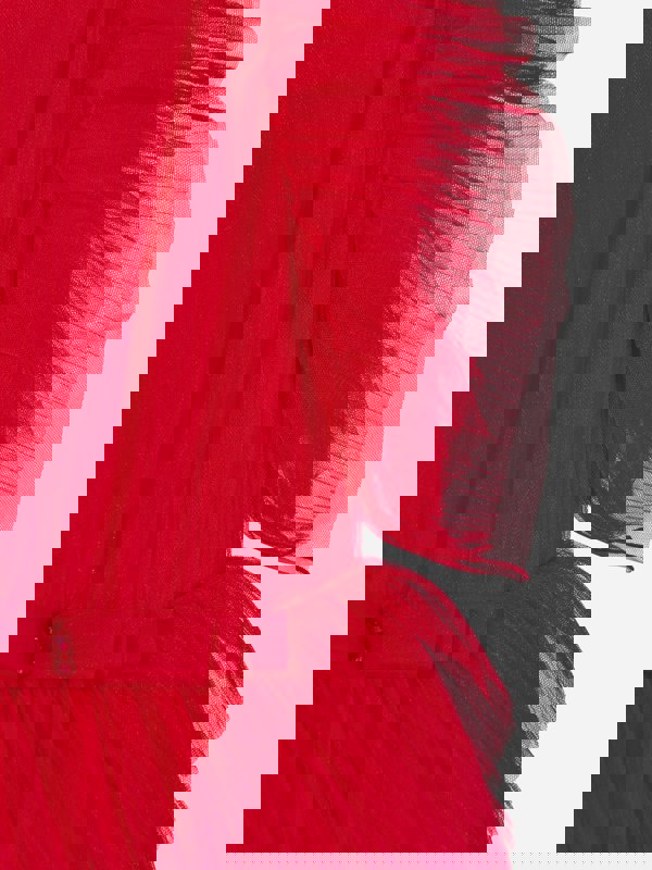 Marchesa Girls Pleated Tulle Flounce Gown in Red