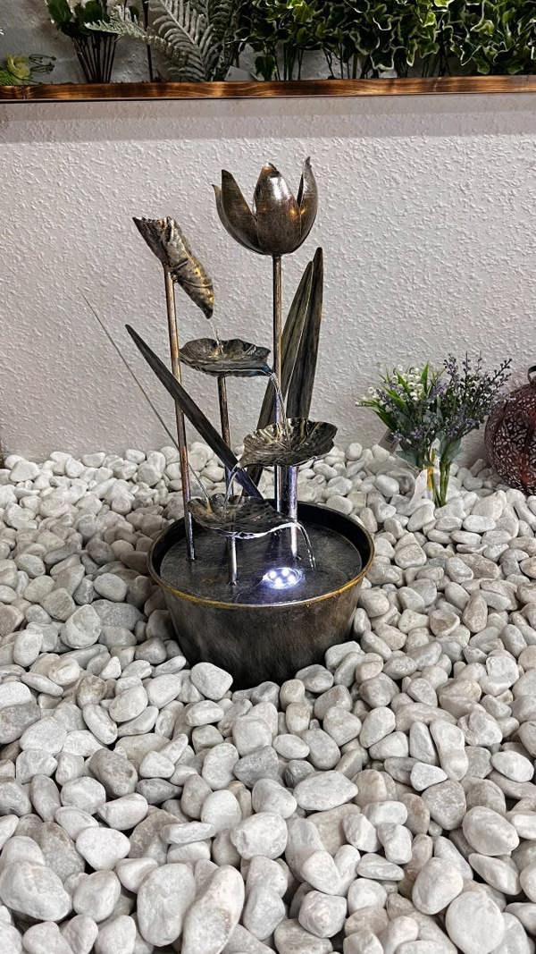 Tranquillity Water Features Small Flower Modern Metal Water Feature