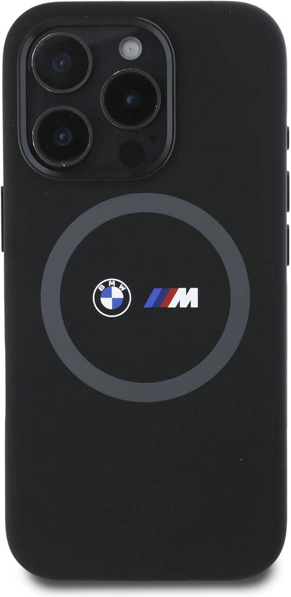 BMW M Series Silicone Printed Ring Case with MagSafe for iPhone 16 Pro Max 6.9" Black - BMHMP16X23SROK