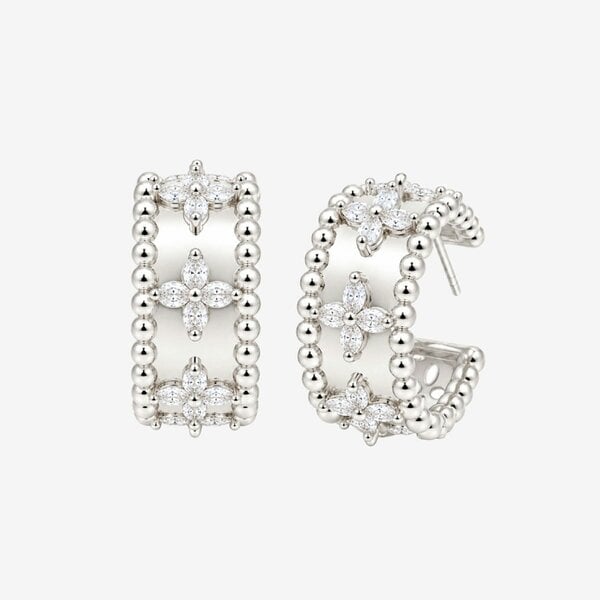 Uchi & Soto Kinmokusei Silver Bead Floral Earrings