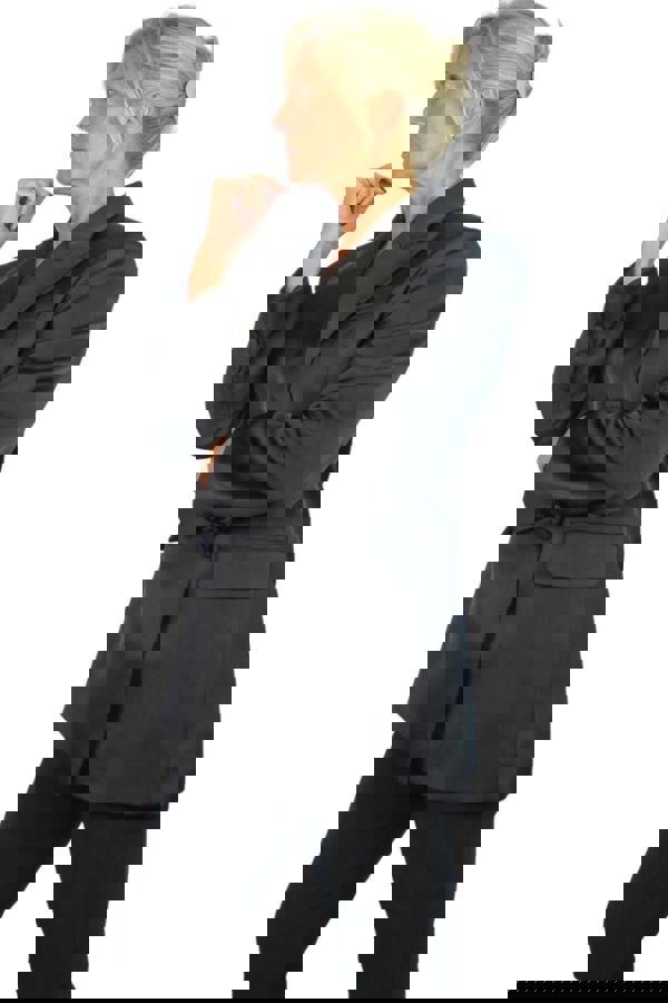 Paulo Due Women's Satin Oversized Double Breasted Blazer Black