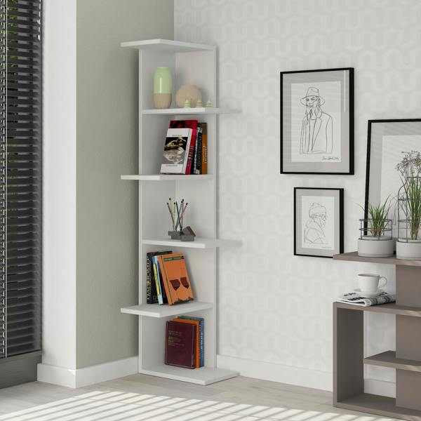Decortie Saso Modern Corner Bookcase Display Unit Medium 141(H)cm
