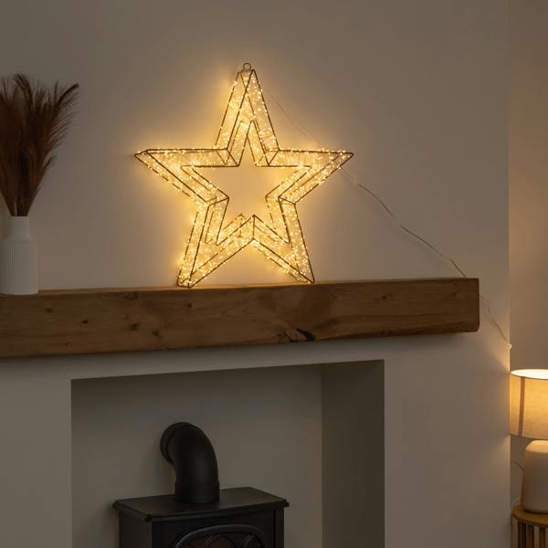Samuel Alexander 58cm Light up Gold Galaxy Star Christmas Decoration with Warm White LEDs