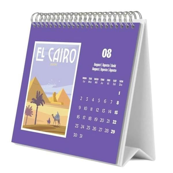 Travel Posters Easel Desk Calendar 2027, Desk Calendars, Month To View, Travel, Gift