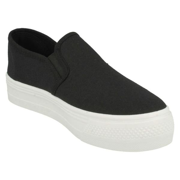 Spot On Ladies Spot On Platform Canvas Pumps F80522