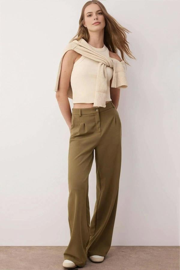 WOVCOR Pleated Wide Leg Woven Trousers