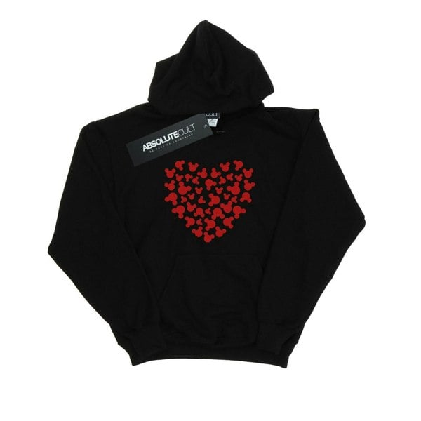 Disney Womens/Ladies Mickey Mouse Heart Silhouette Hoodie - Black