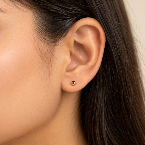 The Colourful Aura 18ct Gold Plated Tiny 4mm Ball Flat Back Coloured Stone Stud Earrings