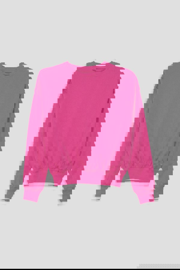 ENORSIA Ribbed Hem Cropped Sweatshirt