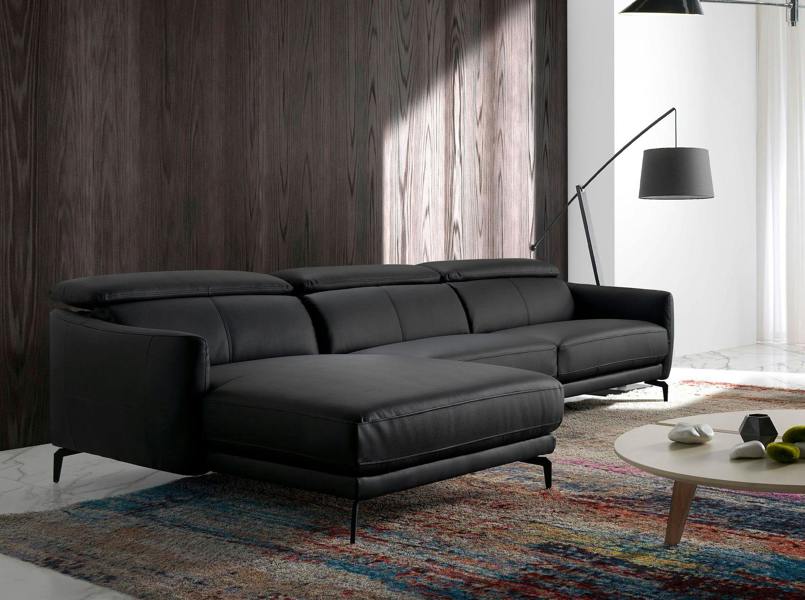 Angel Cerdá Corner sofa in black leather 6040/6041
