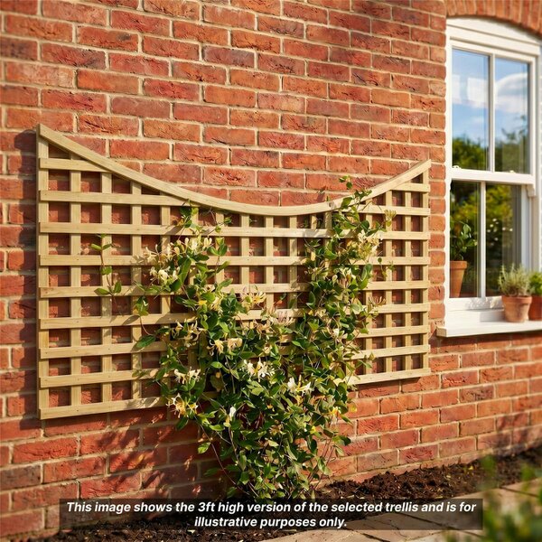 Premier Garden Supplies Privacy Concave Top Fence Panel Topper 6ft x 1-6ft Garden Trellis Curved Lattice Panels for Fencing, Pergola & Patio - Wood - 3, 4 or 5