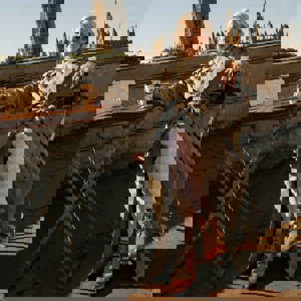 Embassy London Hatter - Brown & Brown Check - Women's Leather Ankle Lace-up Boot with check details