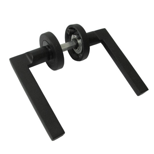 EDH Door Hardware Matt Black Modern Lever on Round Rose Door Handles – Handle Only or Handle + Tubular Latch