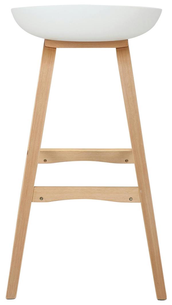 Lamboro Equator Fixed Bar Stool with Wooden Legs & Footrest, White