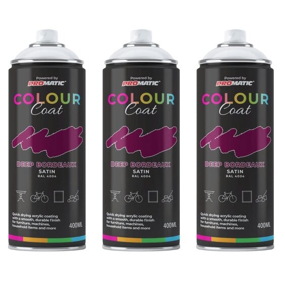 Colour Coat 3X Deep Bordeaux RAL 4004 Satin Spray Paint 400ml