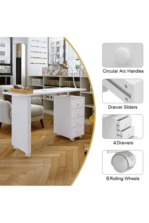 Living and Home Professional Makeup Desk Dresser Manicure Table Nail Desk For Spa Beauty Salon & Home