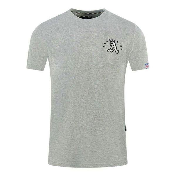 Aquascutum Mens London Embroidered Back Print T-Shirt - Grey - 