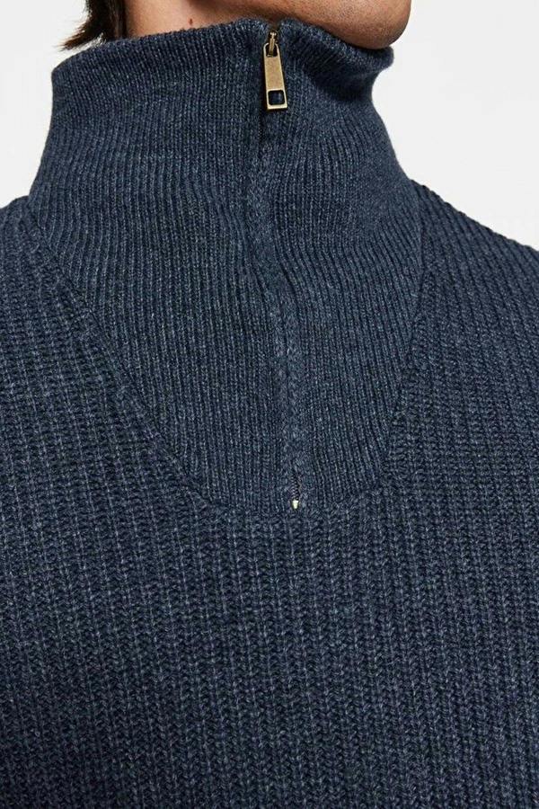 WOVCOR Regular Woolen Zippered Turtleneck Knit Men's Sweater