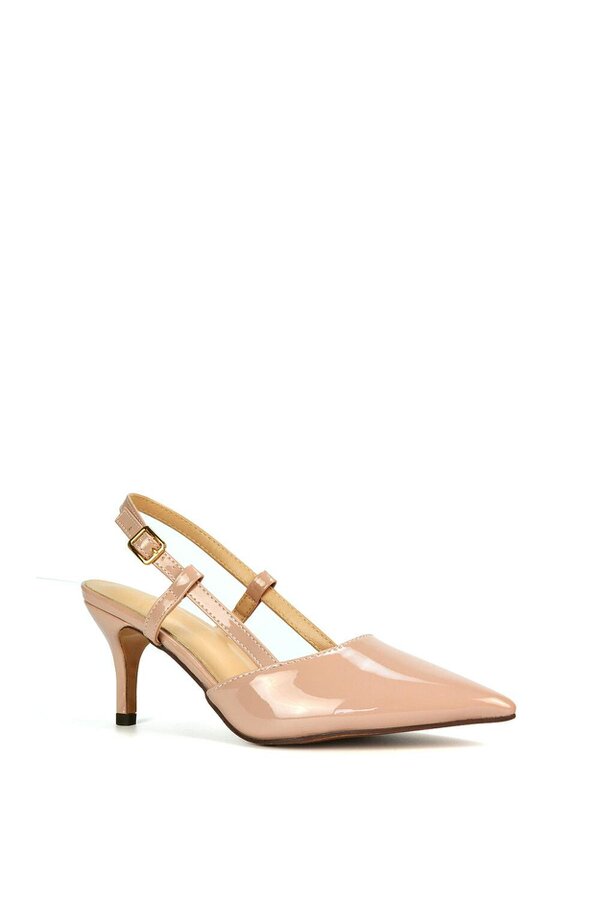 XY LONDON Mid Heel Stilettos Pointed Toe Slingback Court Shoes