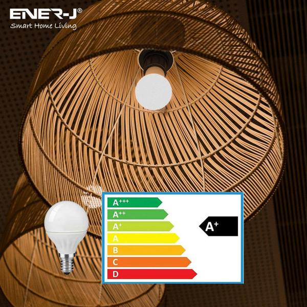 ENER-J Pack of 10 units, LED E14 Small Edison Screw Golf Ball P45 Bulb, 4W (equivalent to 25W), Day White, 20000 hours life, 2 Years Warranty - 3000K