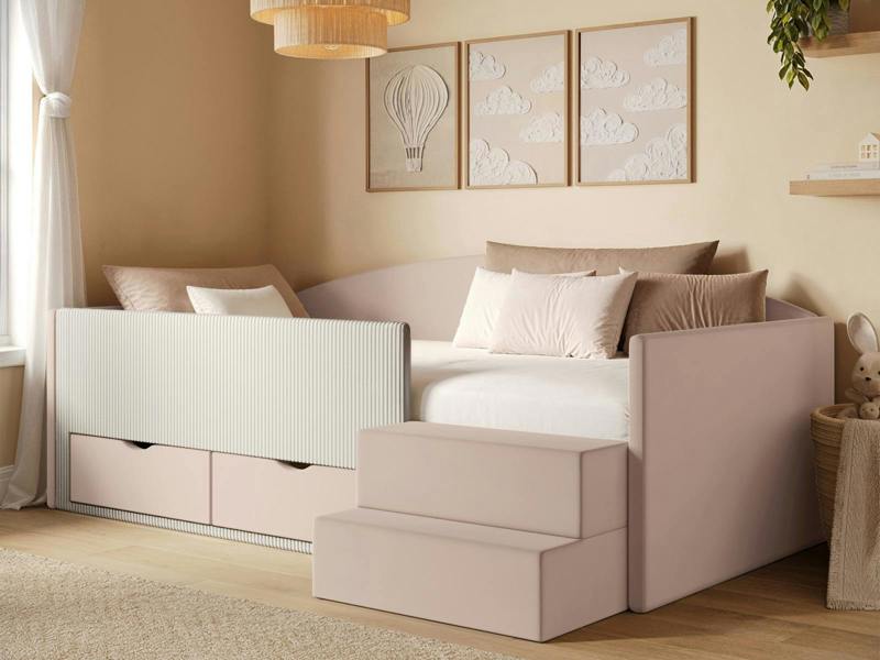 Flair Elisa Velvet Storage Low Sleeper Bed with Beige Cord
