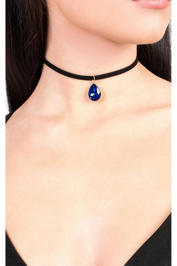 Kyla Gem Choker - Blue