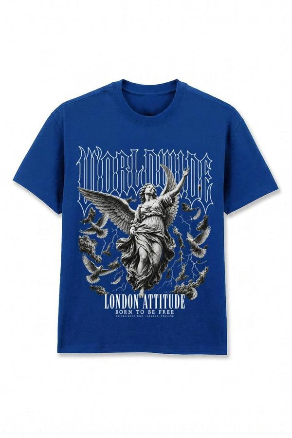 London Attitude Worldwide Angel Oversized Heavyweight Graphic T-Shirt