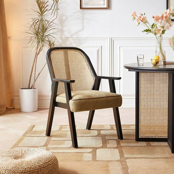 Hellen Rattan Dining Chair, Ash Wood & Cotton Linen-Rit Concept-Rit Concept