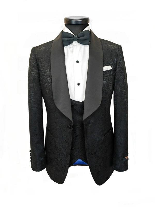 Black Floral Style 3-Piece Tuxedo