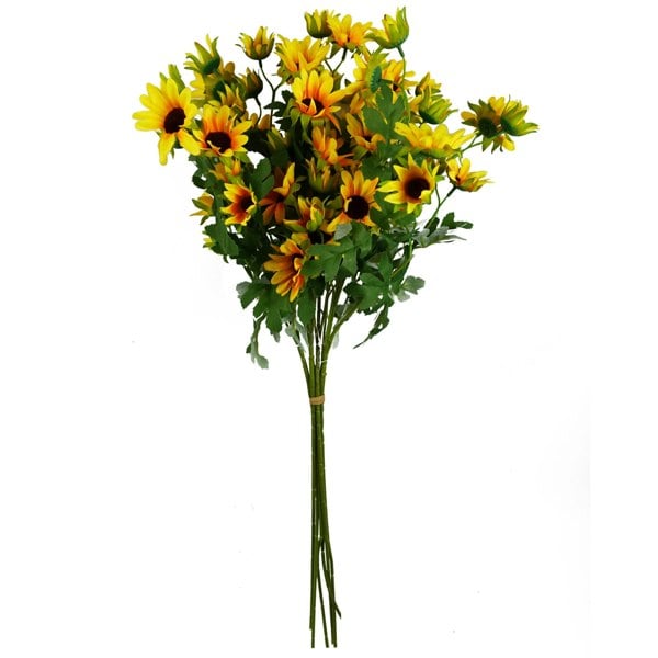 Leaf Pack of 6 x 70cm Artificial Yellow Daisy Flower Spray