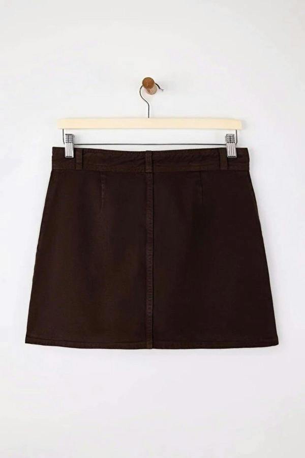 WOVCOR Button Detail Mini 100% Cotton Denim Skirt