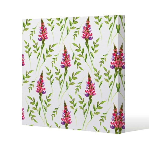 Benjamin Tate Design Pink & Green Leaves (Canvas Print)