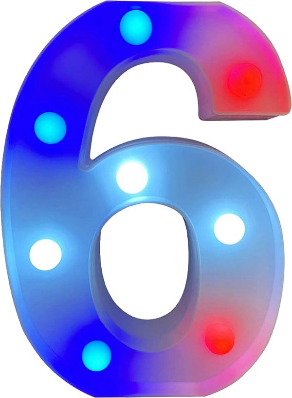 St Helens Battery Operated RGB Number With Remote Control Number 6