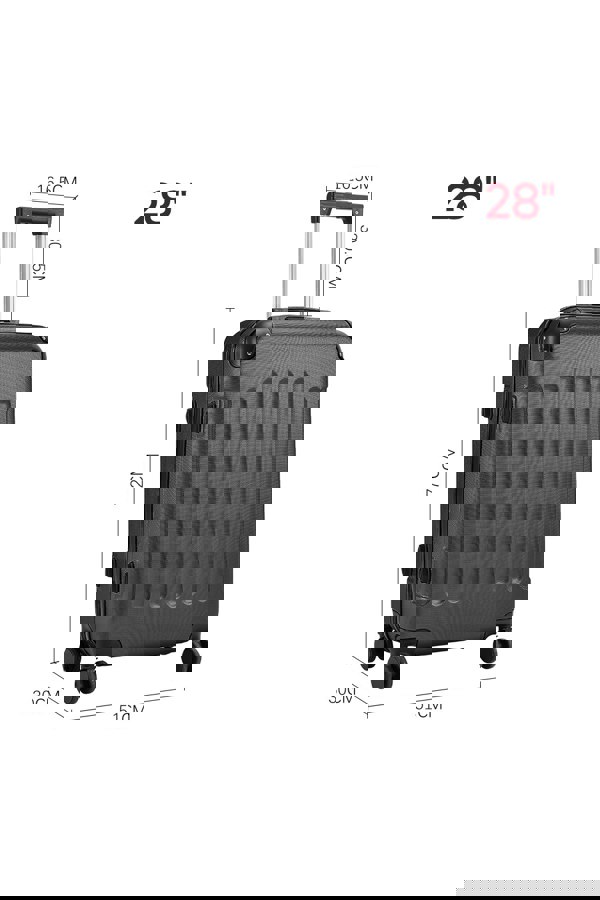 Living and Home Modern Hardside Spinner Suitcase with Combination Lock, 28" Black