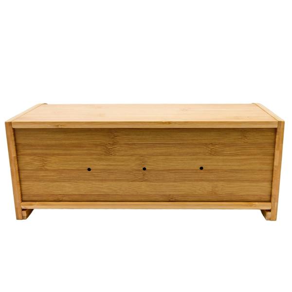 Maison des Cadeaux Bamboo Bread Box with Slide-Out Chopping Board
