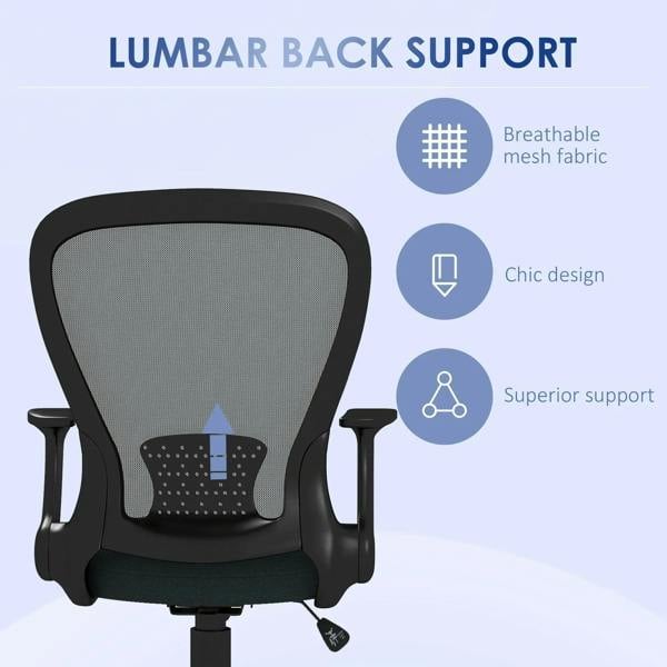 Grey ergonomic office chair with breathable mesh back and lumbar support panel