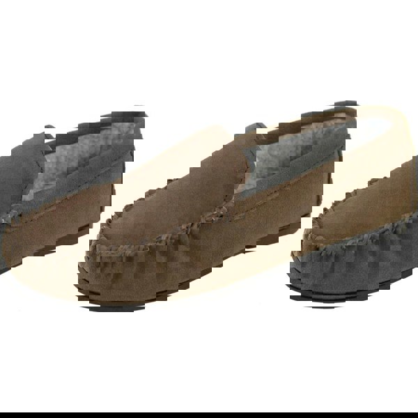 Eastern Counties Leather Mens Berber Fleece Lined Suede Moccasins - Taupe