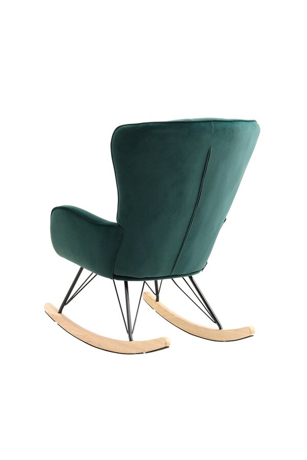 Living and Home Green Modern Diamond Check Tufted Velvet Rocking Chair