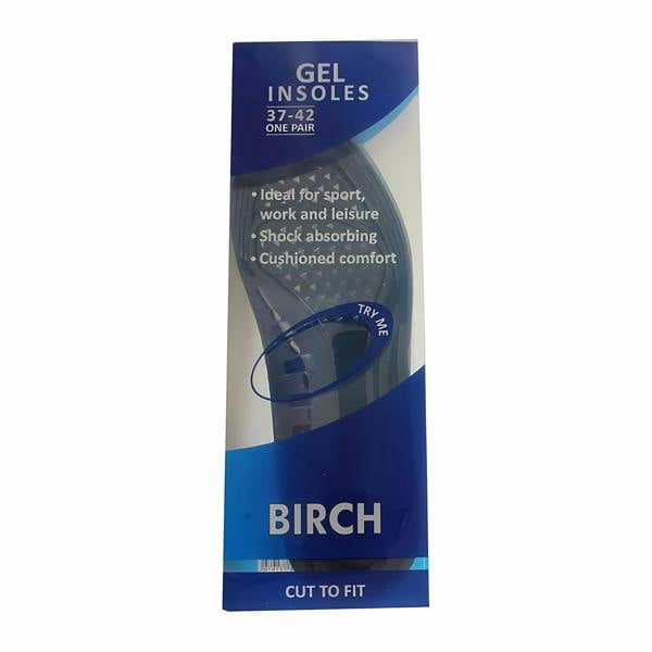 BIRCH Ladies Gel Insoles - Shock Absorption & Arch Support Sizes 37-42